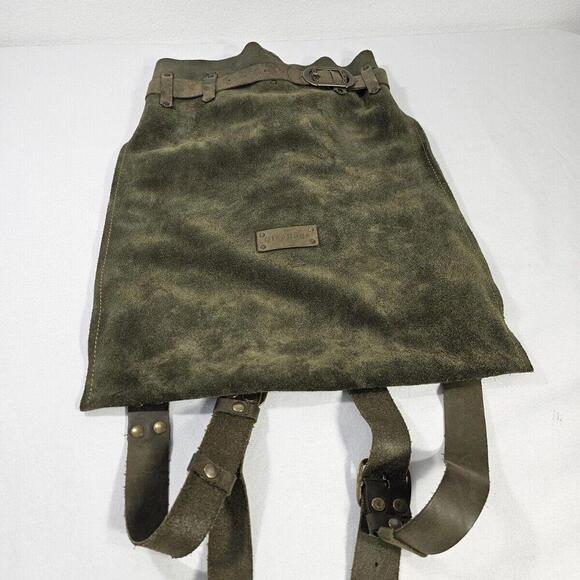 Suede Drawstring Backpack with Buckle Strap - Olive Green main image 3